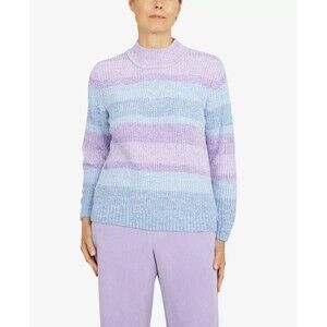 Alfred Dunner Victoria Falls Mock Neck Stripe Chenille Sweater - Size 2X